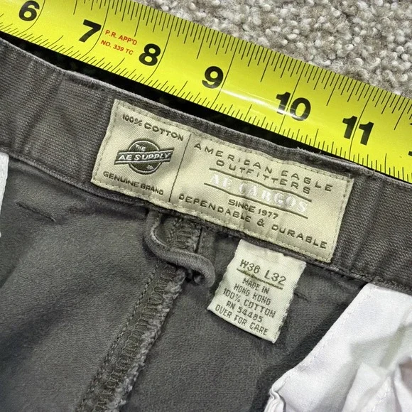 Vintage American Eagle Brown Cargo Pants Faded Y2k Essential Style Baggy 36/31 - Picture 5 of 12